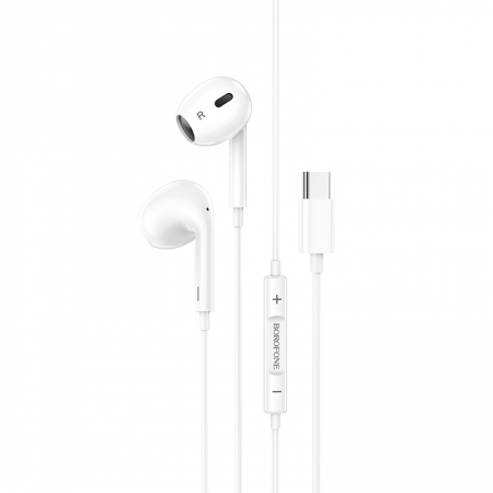 BOROFONE BM30 Max 1.2M Type-C Acoustic Wire Control Earphone with Mic White
