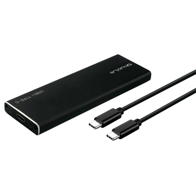 SSD to USB3.1 Enclosure Portable Aluminum External Box with Dual Type-C Cable for NVMe M.2 SSD Hard Disk