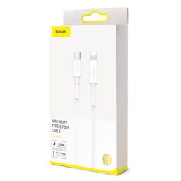 [6953156296732] Baseus Type-C - Lightning Mini White Cable PD 18W 1m White (CATLSW-02)
