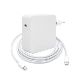 140W Charger with 2M Dual Type-C Cable for MacBook White  EU Adapter- Type-C - 1-Year Warranty