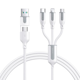 JOYROOM S-2T3018A15 1.2M 3.5A USB-A+Type-C to Lightning+Type-C+Micro Charging Data Cable White CE/ROHS Certified16 Series OEM