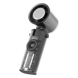 K-811 Transparent Mecha Handheld Fan 100 Speeds Adjustable Foldable Cooling Fan with Flashlight - Black